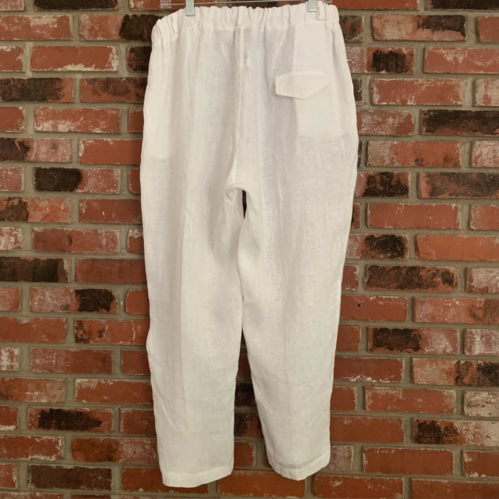 Belle France Made in Italy White Linen Lagenlook Coastal Pull On Pants Sz XL - Picture 2 of 10